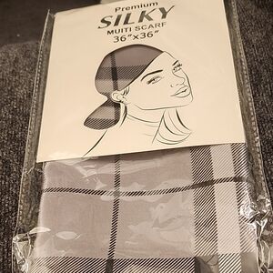 Premium Silky Multi Scarf - Black and White Plaid